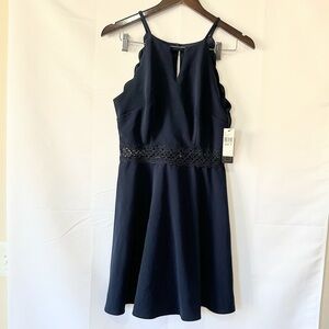 A Byer Blue Halter A-Line Cocktail Dress